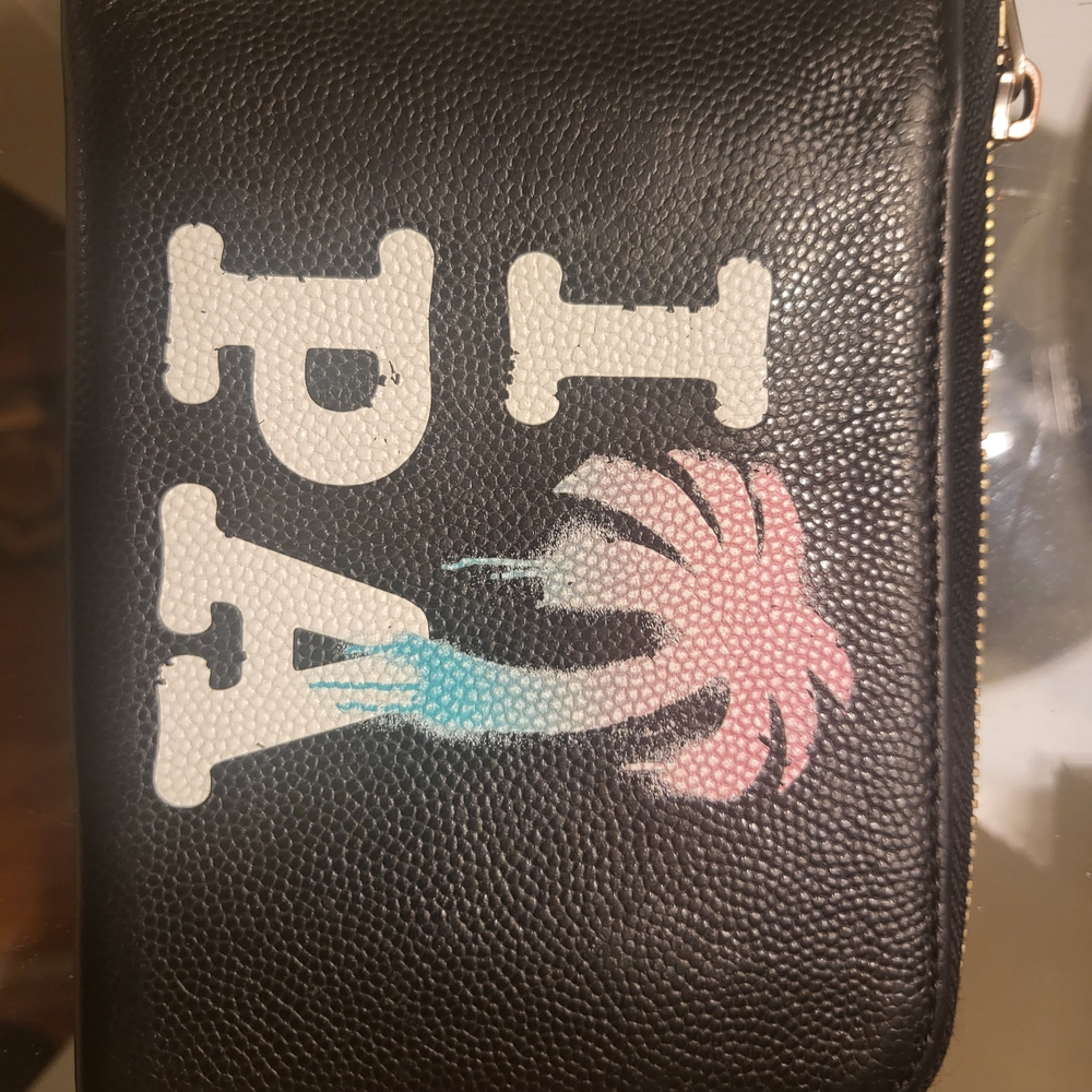Black Wallet with Palm Tree Design